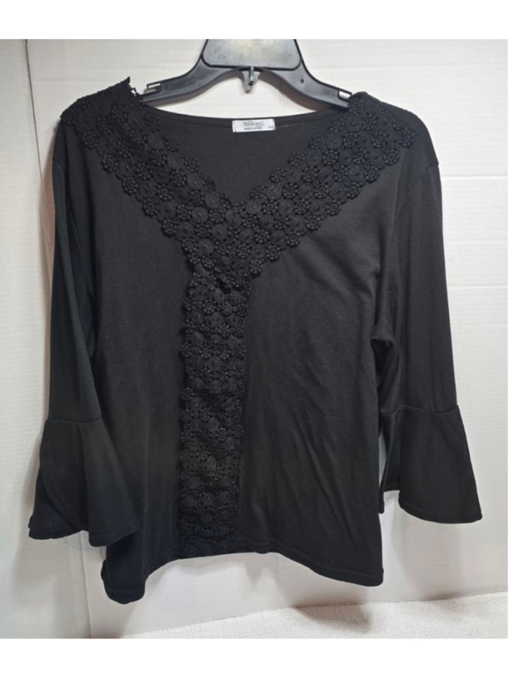 Women's mea/eor Black Long Sleeve Tee with Lace Detail XXL